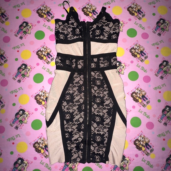 bebe bandage dress lace and beige - Picture 2 of 12